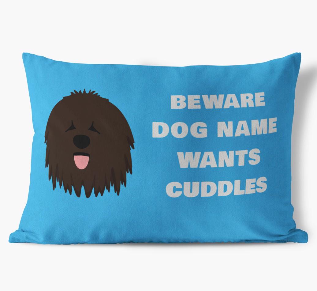 Beware of Cuddles: Personalized {breedFullName} Soft Touch Pillow