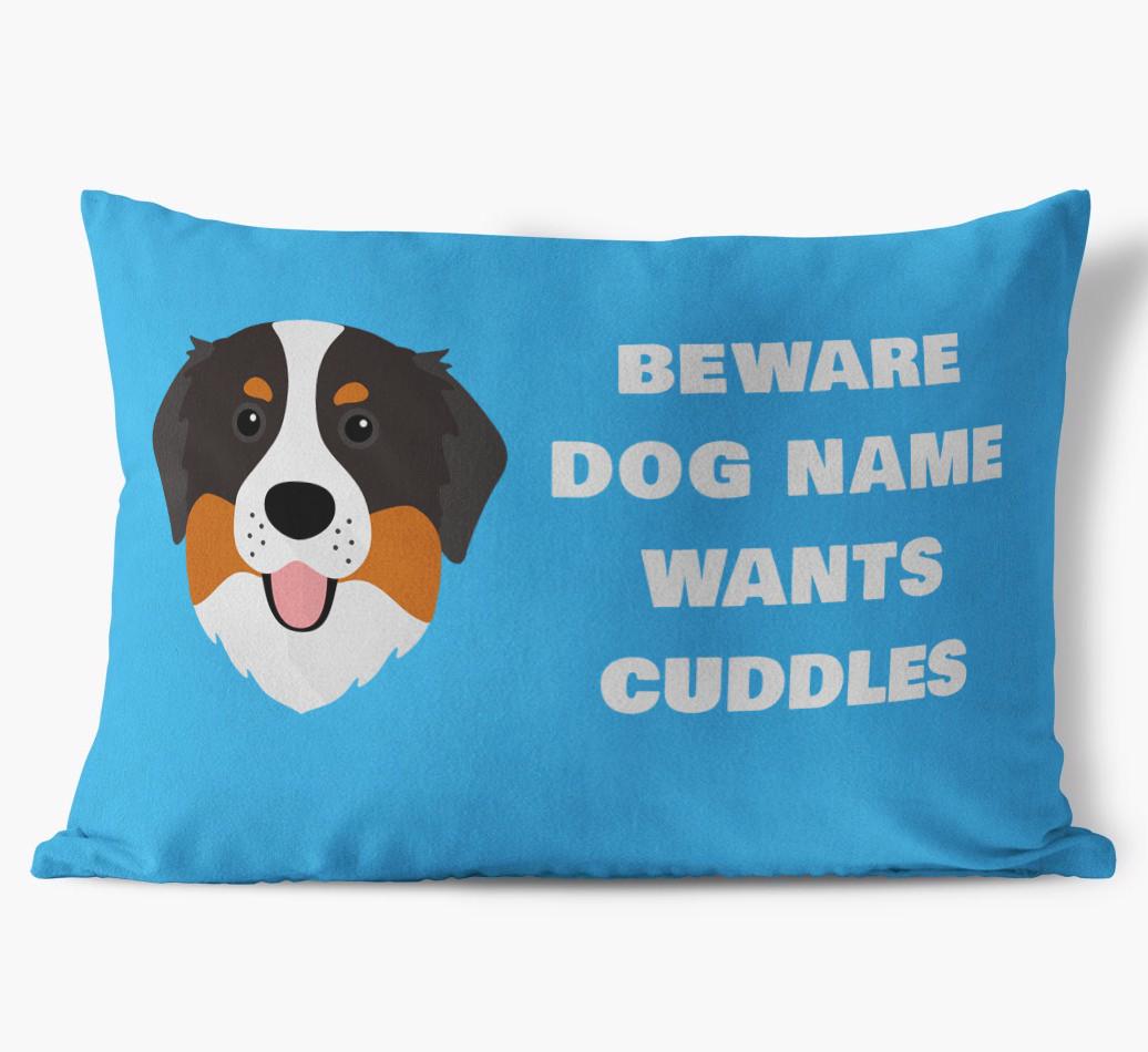 Beware of Cuddles: Personalized {breedFullName} Soft Touch Pillow