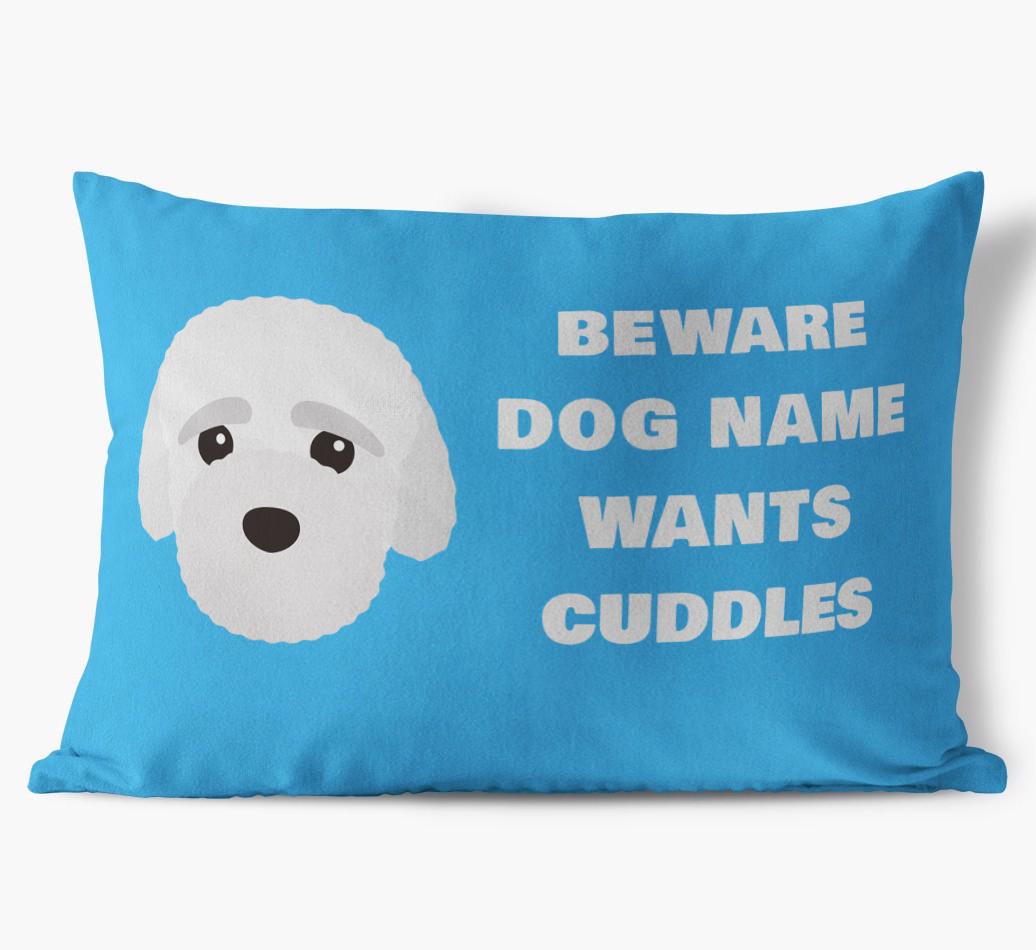 Beware of Cuddles: Personalized {breedFullName} Soft Touch Pillow