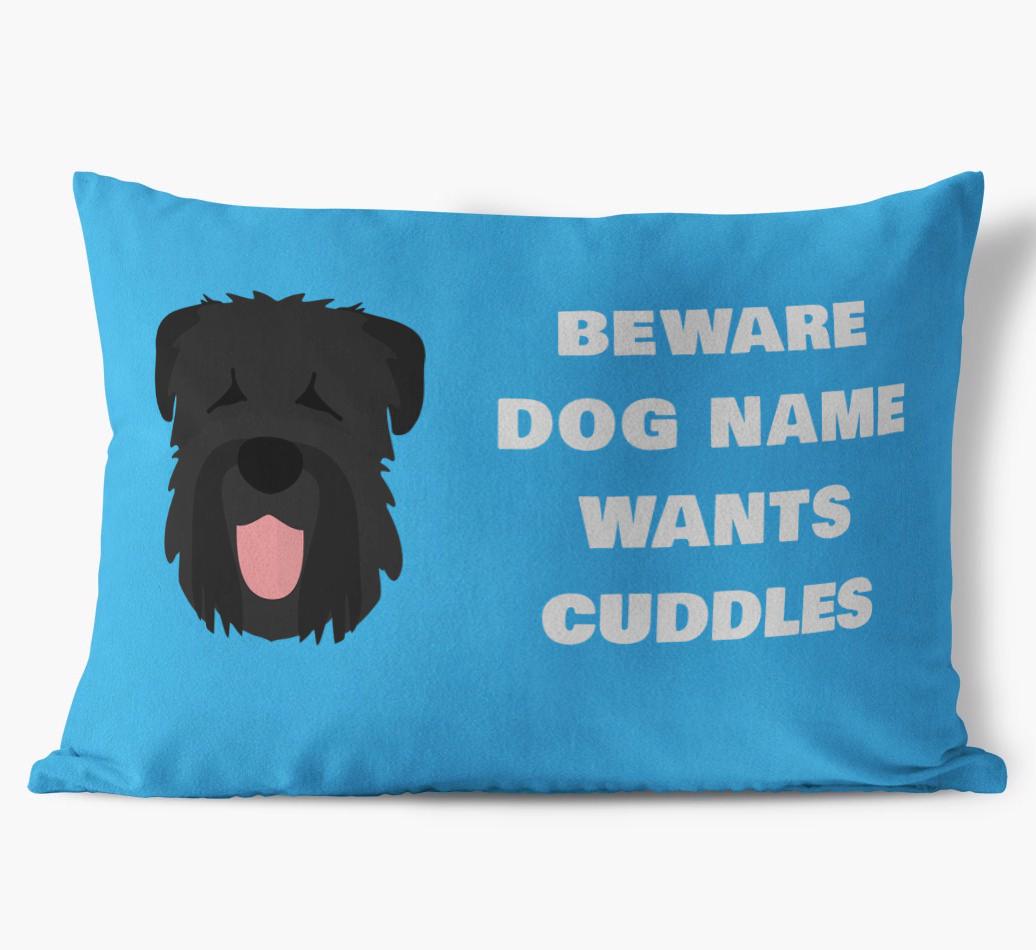 Beware of Cuddles: Personalized {breedFullName} Soft Touch Pillow