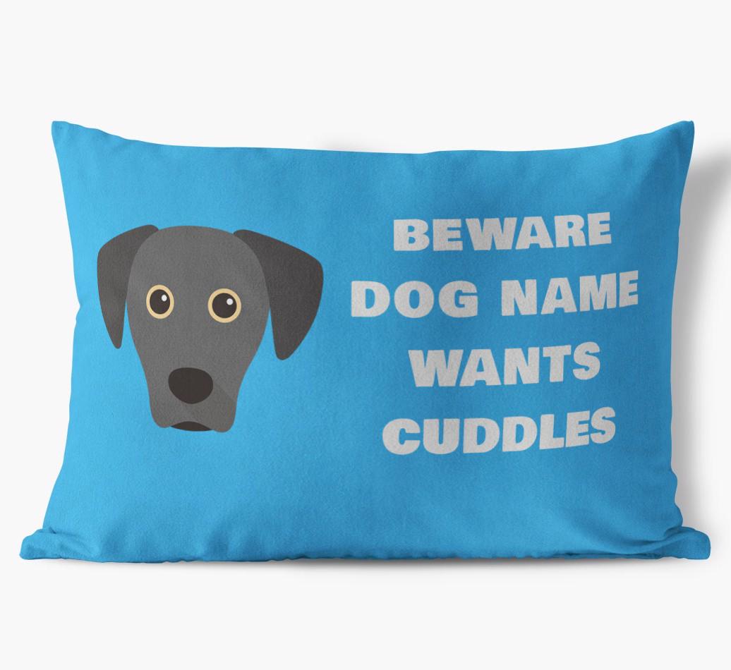 Beware of Cuddles: Personalized {breedFullName} Soft Touch Pillow