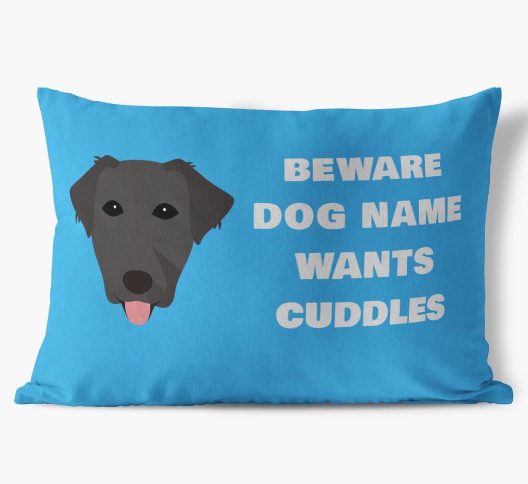 Beware of Cuddles: Personalized {breedFullName} Soft Touch Pillow