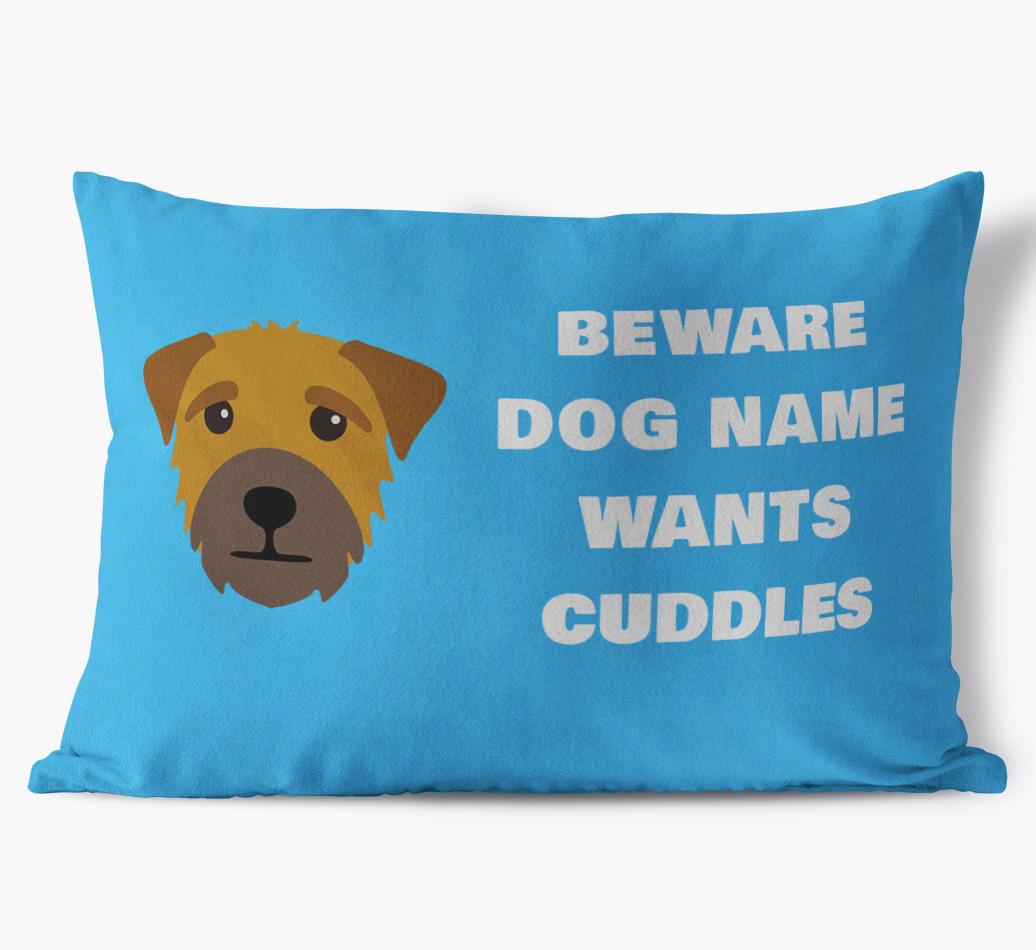 Beware of Cuddles: Personalized {breedFullName} Soft Touch Pillow