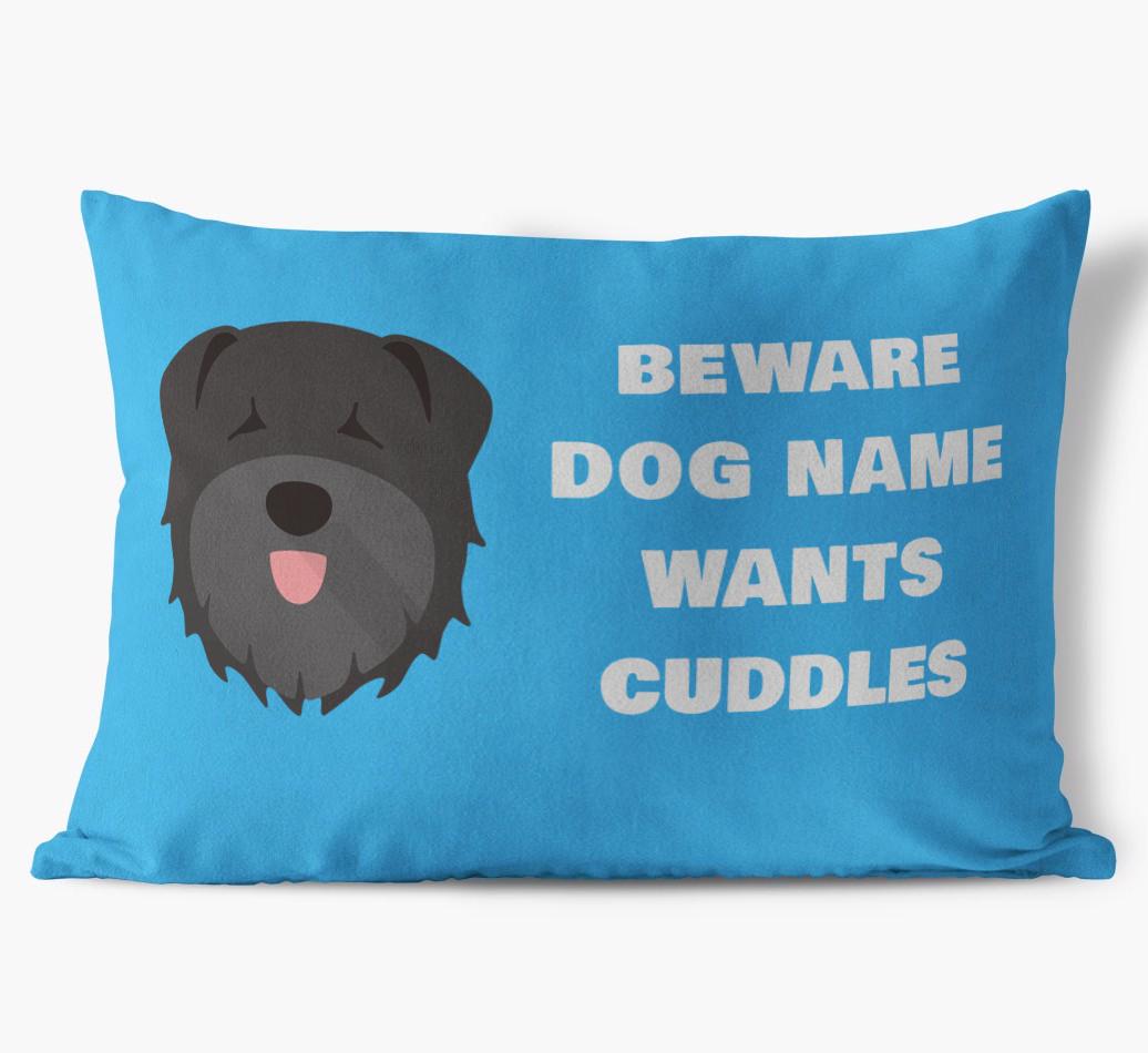 Beware of Cuddles: Personalized {breedFullName} Soft Touch Pillow