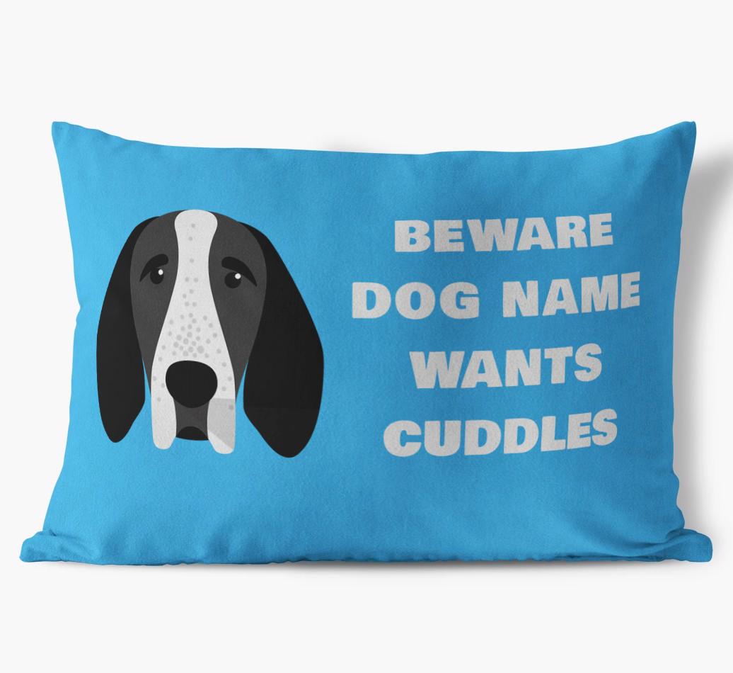 Beware of Cuddles: Personalized {breedFullName} Soft Touch Pillow