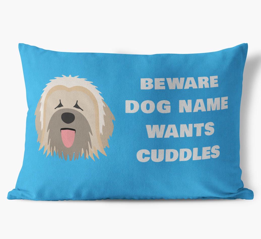 Beware of Cuddles: Personalized {breedFullName} Soft Touch Pillow