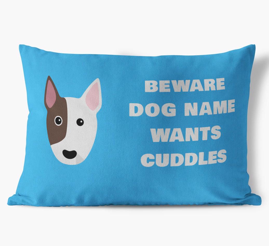 Beware of Cuddles: Personalized {breedFullName} Soft Touch Pillow