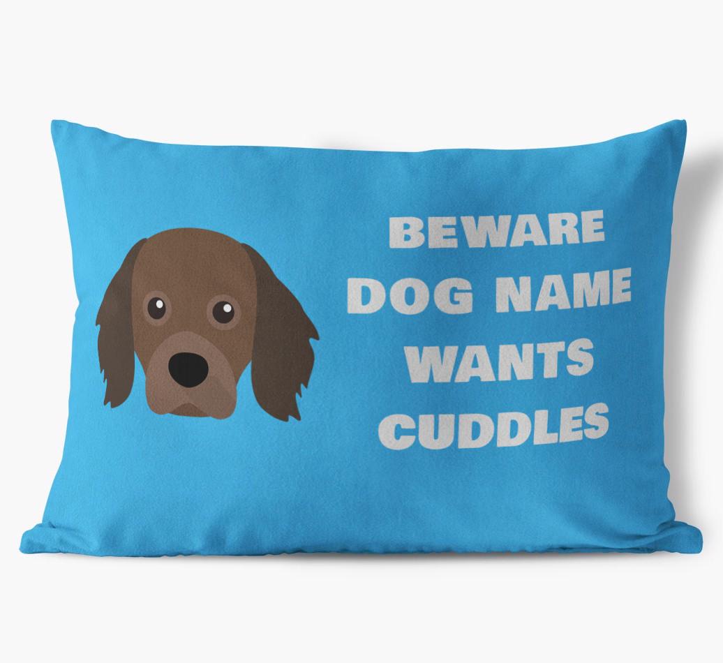 Beware of Cuddles: Personalized {breedFullName} Soft Touch Pillow