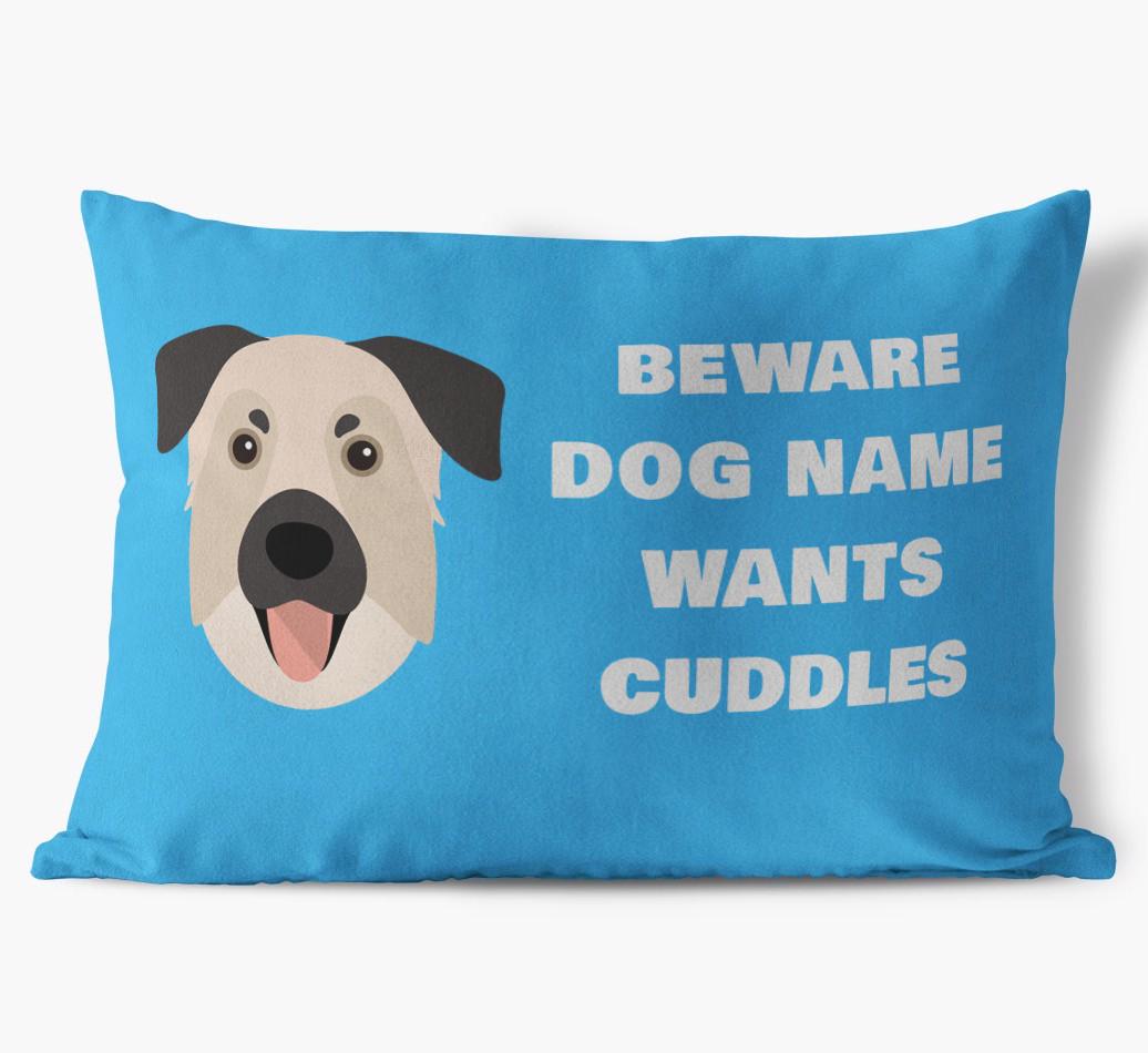 Beware of Cuddles: Personalized {breedFullName} Soft Touch Pillow