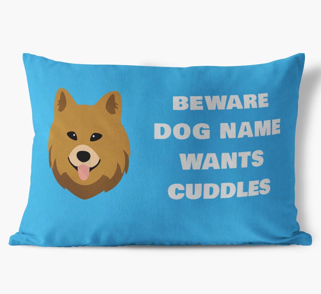 Beware of Cuddles: Personalized {breedFullName} Soft Touch Pillow