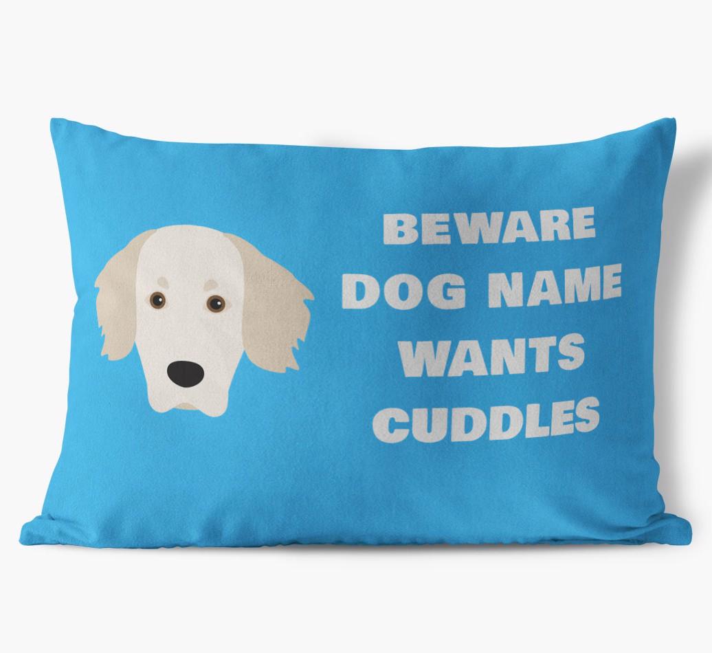 Beware of Cuddles: Personalized {breedFullName} Soft Touch Pillow