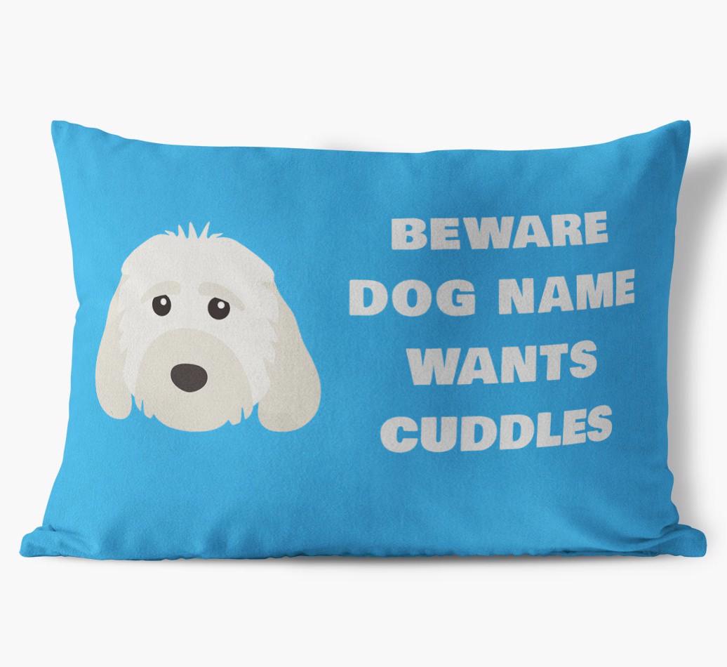 Beware of Cuddles: Personalized {breedFullName} Soft Touch Pillow