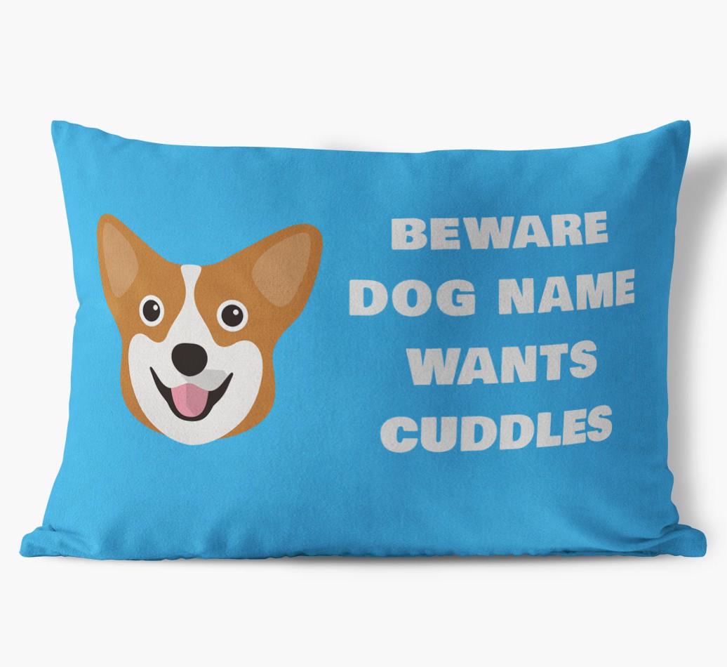 Beware of Cuddles: Personalized {breedFullName} Soft Touch Pillow