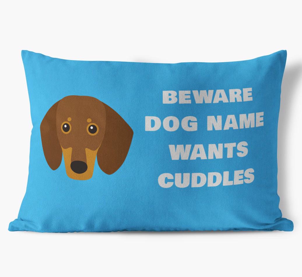 Beware of Cuddles: Personalized {breedFullName} Soft Touch Pillow