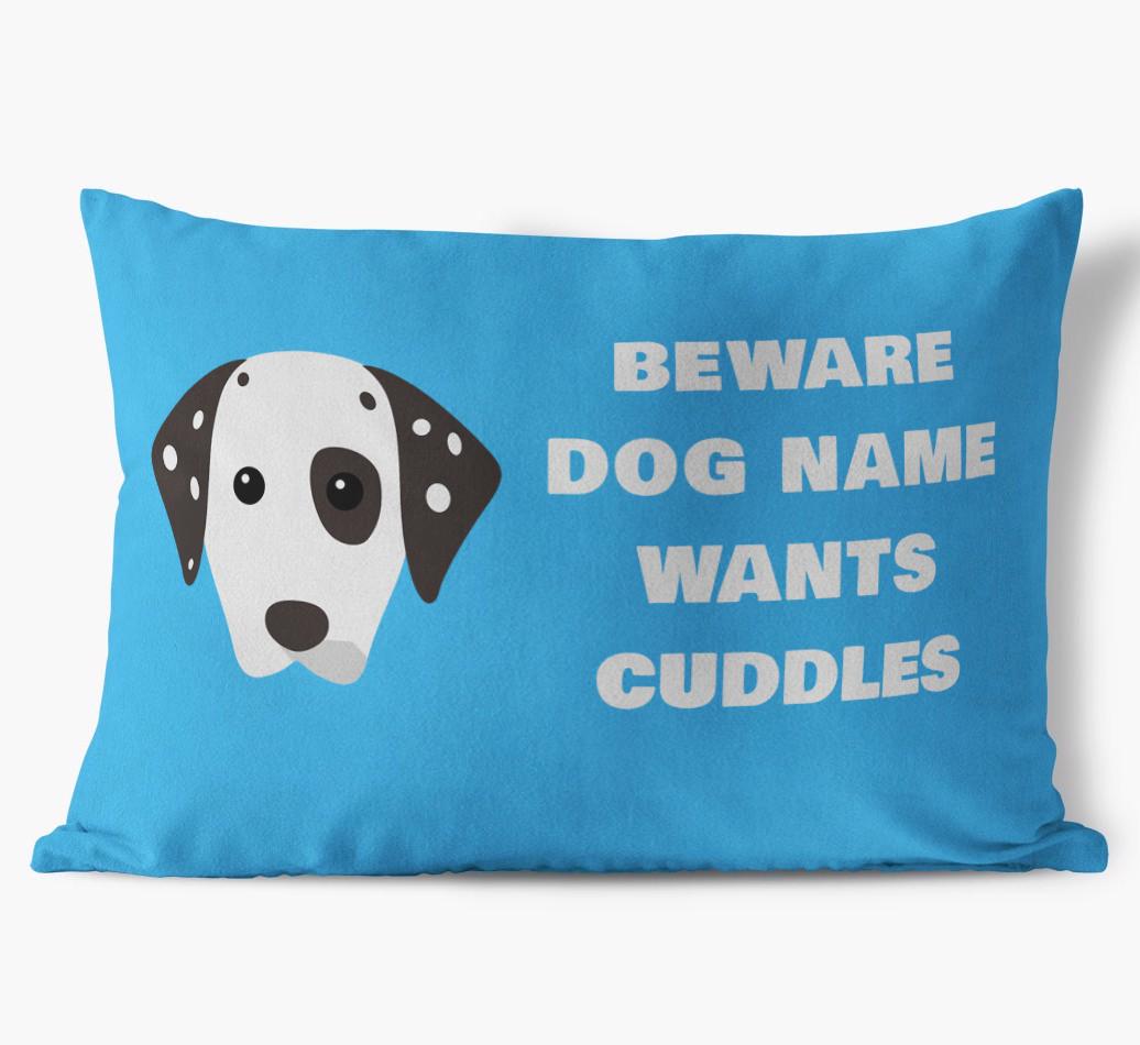 Beware of Cuddles: Personalized {breedFullName} Soft Touch Pillow