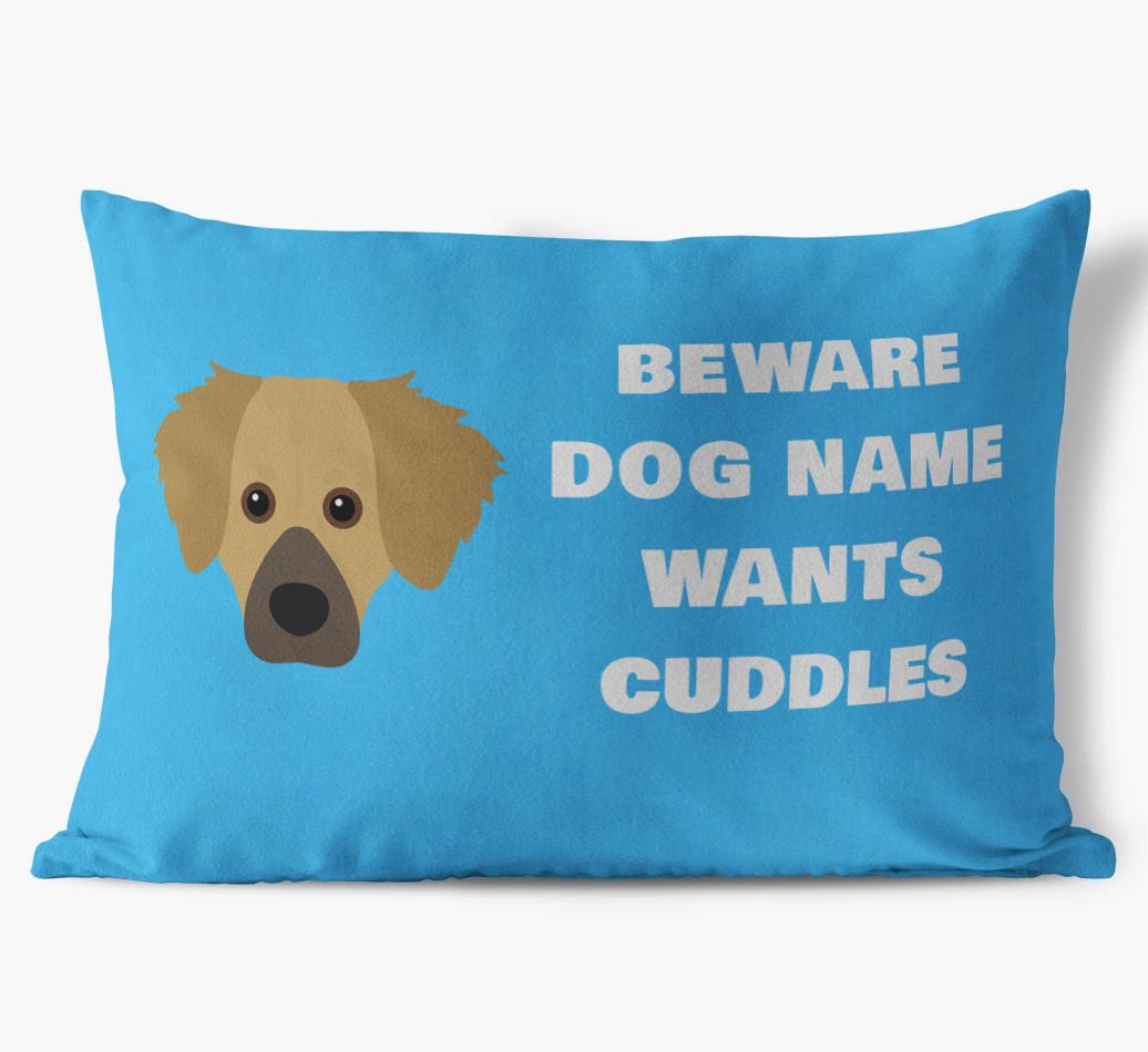 Beware of Cuddles: Personalized {breedFullName} Soft Touch Pillow