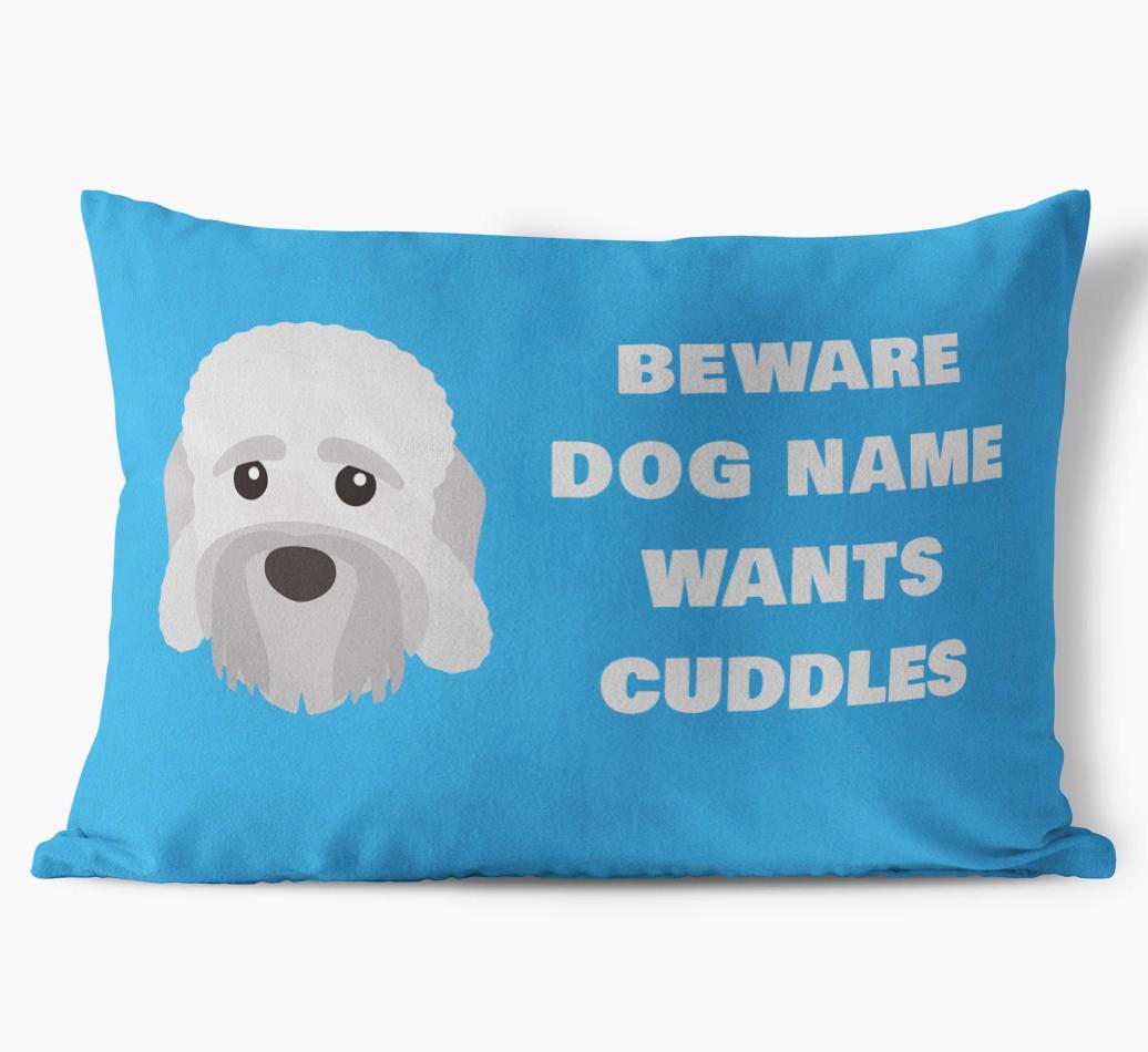 Beware of Cuddles: Personalized {breedFullName} Soft Touch Pillow