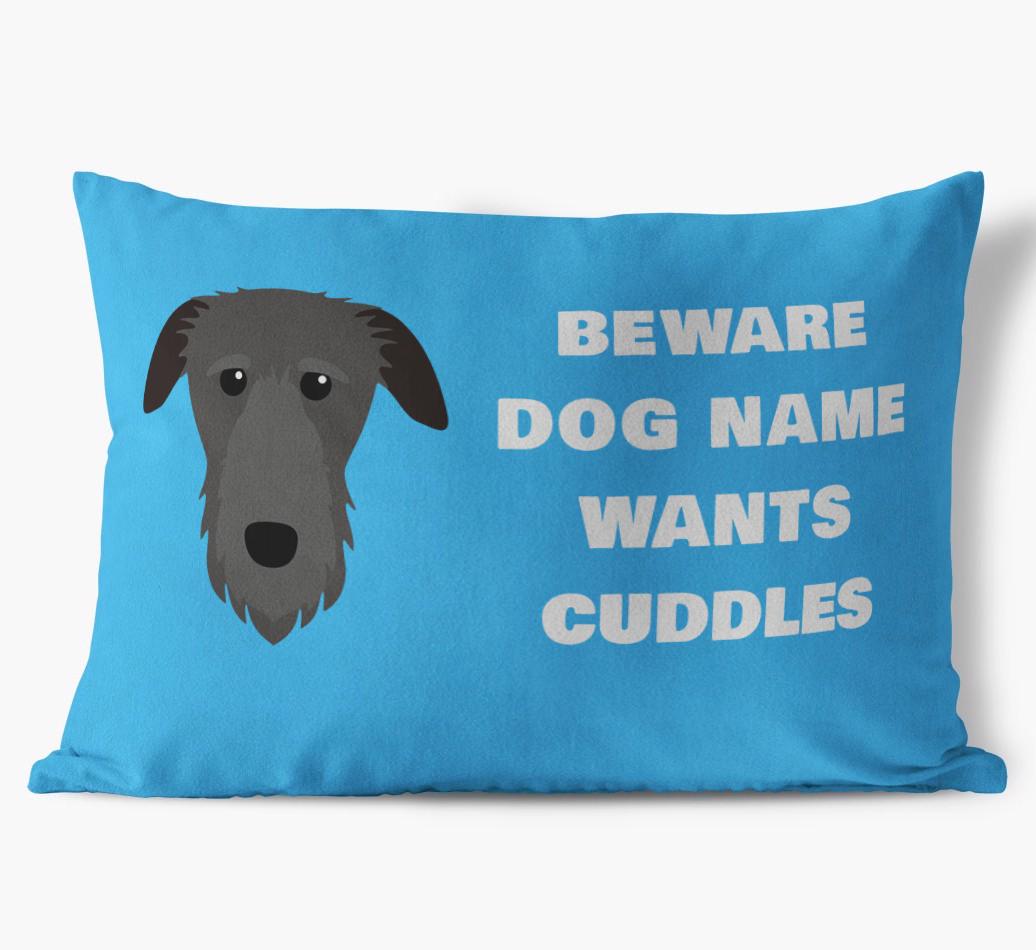Beware of Cuddles: Personalized {breedFullName} Soft Touch Pillow