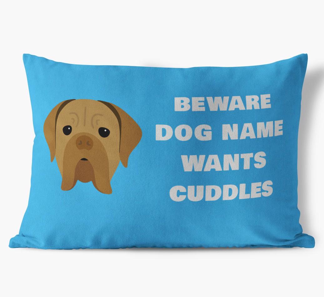 Beware of Cuddles: Personalized {breedFullName} Soft Touch Pillow