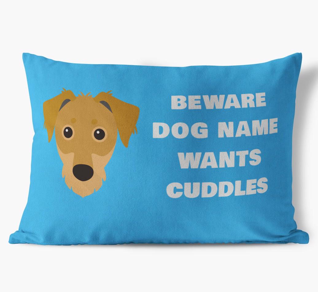 Beware of Cuddles: Personalized {breedFullName} Soft Touch Pillow