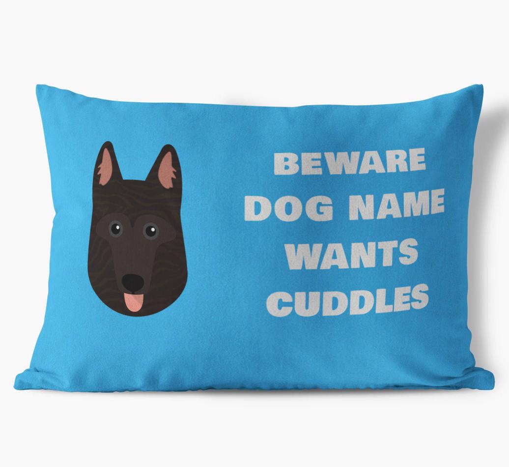 Beware of Cuddles: Personalized {breedFullName} Soft Touch Pillow