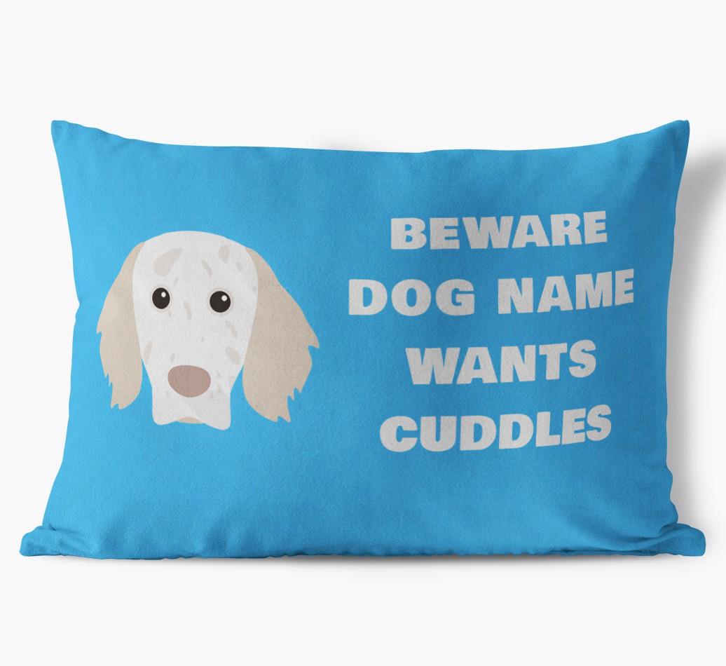 Beware of Cuddles: Personalized {breedFullName} Soft Touch Pillow