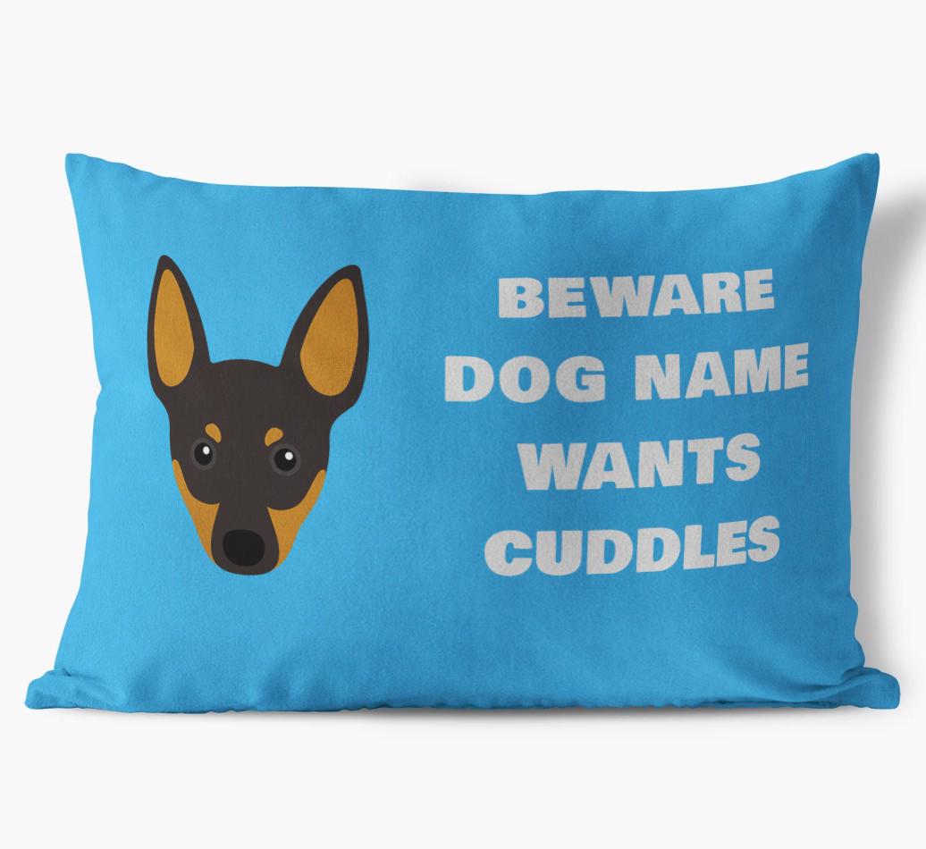 Beware of Cuddles: Personalized {breedFullName} Soft Touch Pillow
