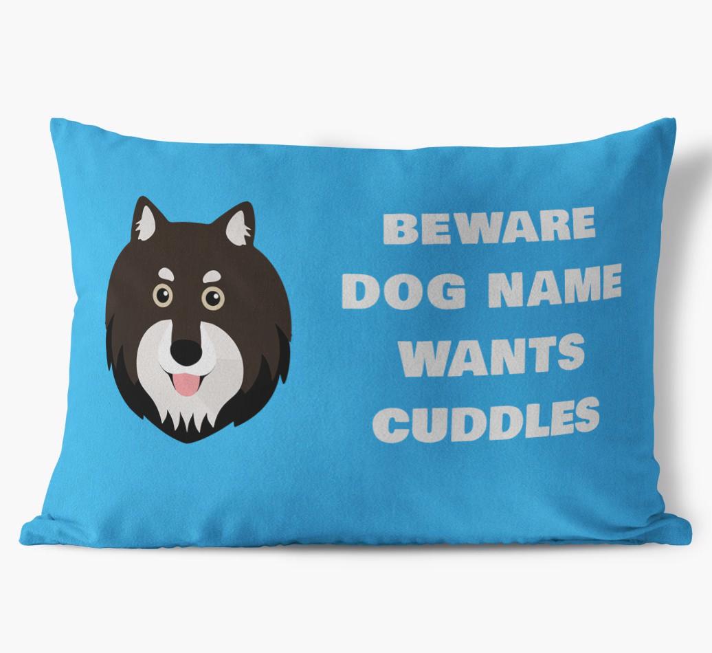 Beware of Cuddles: Personalized {breedFullName} Soft Touch Pillow