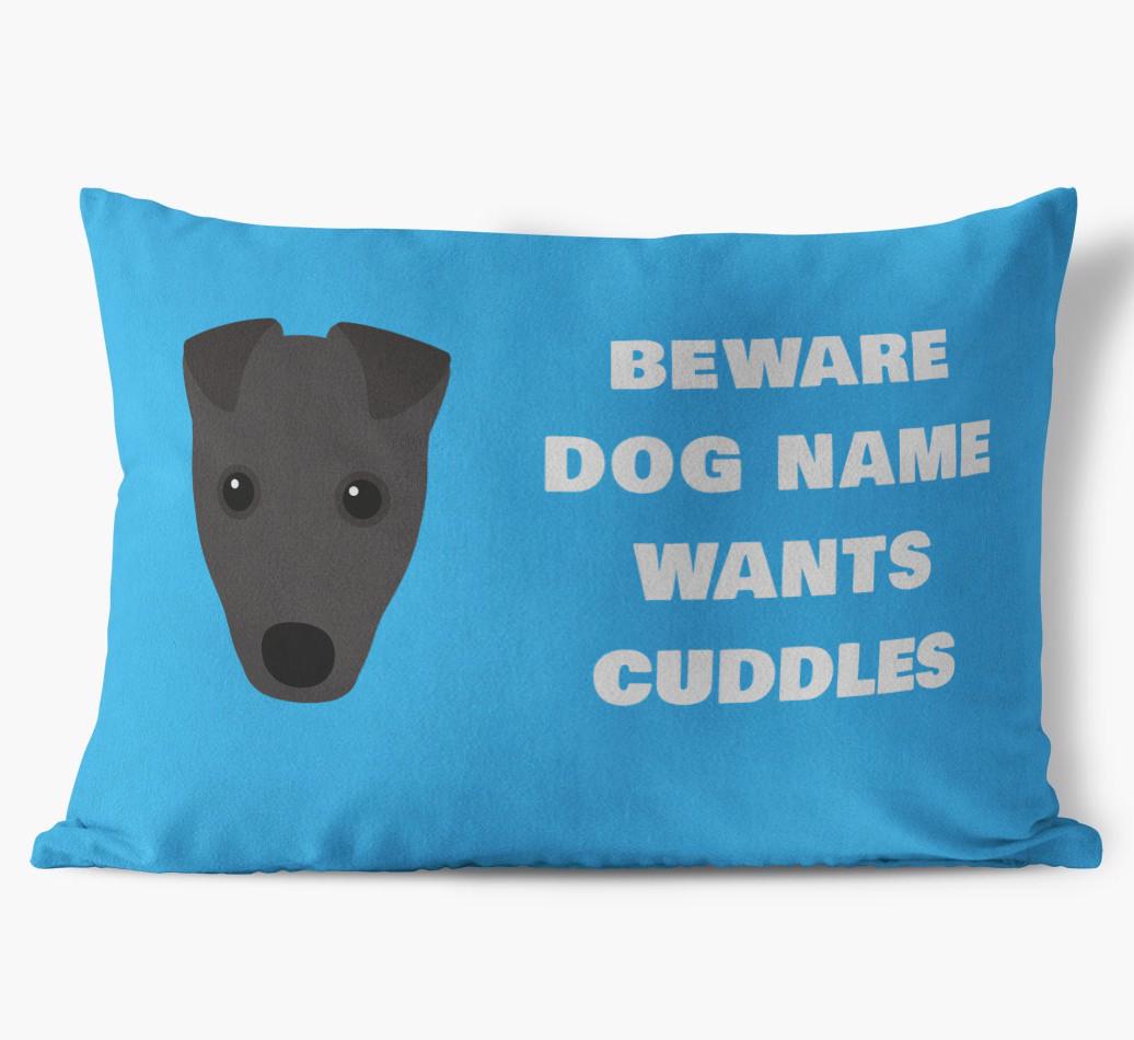 Beware of Cuddles: Personalized {breedFullName} Soft Touch Pillow