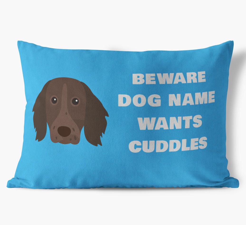 Beware of Cuddles: Personalized {breedFullName} Soft Touch Pillow