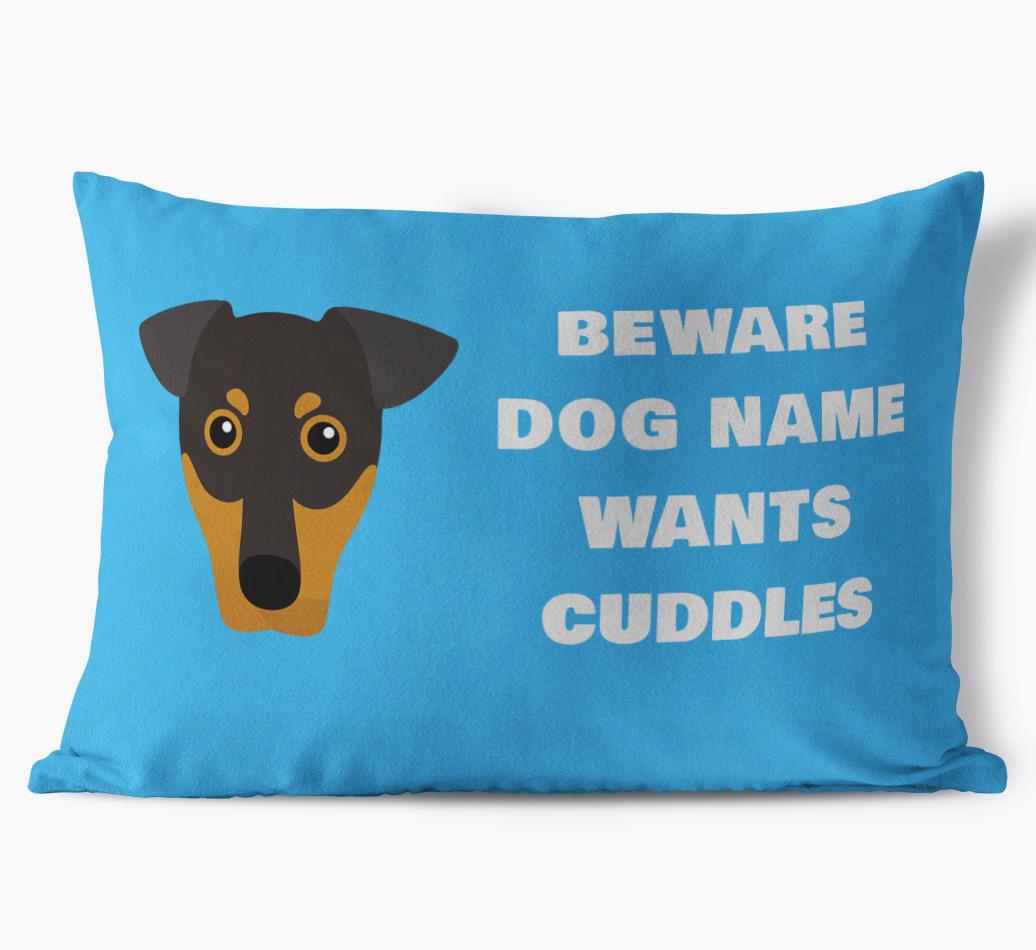Beware of Cuddles: Personalized {breedFullName} Soft Touch Pillow