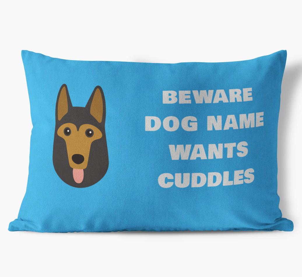 Beware of Cuddles: Personalized {breedFullName} Soft Touch Pillow