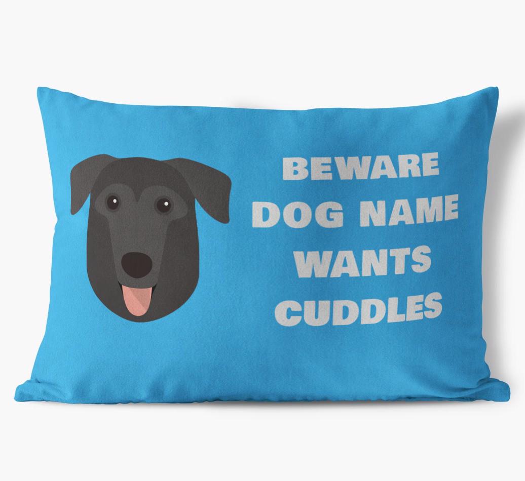 Beware of Cuddles: Personalized {breedFullName} Soft Touch Pillow