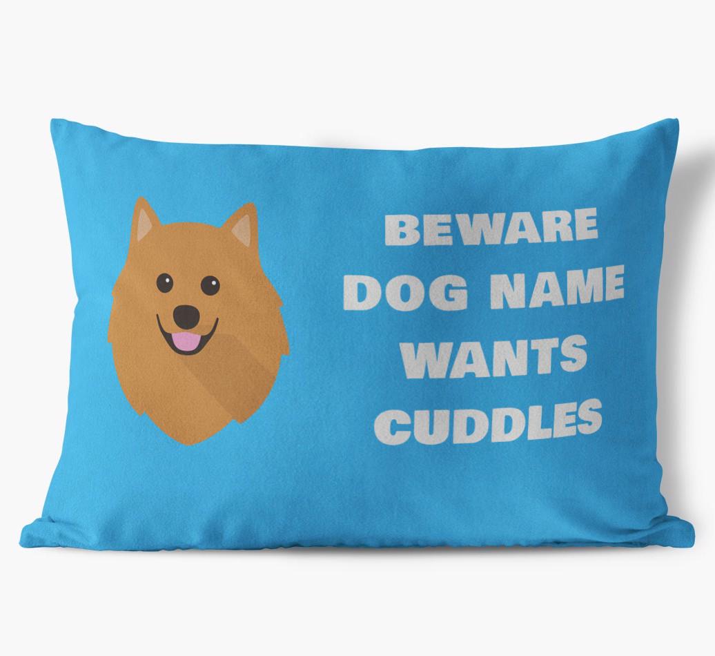 Beware of Cuddles: Personalized {breedFullName} Soft Touch Pillow