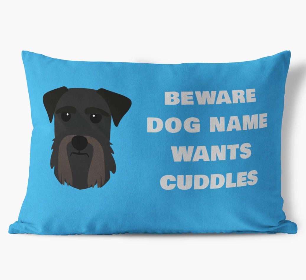 Beware of Cuddles: Personalized {breedFullName} Soft Touch Pillow