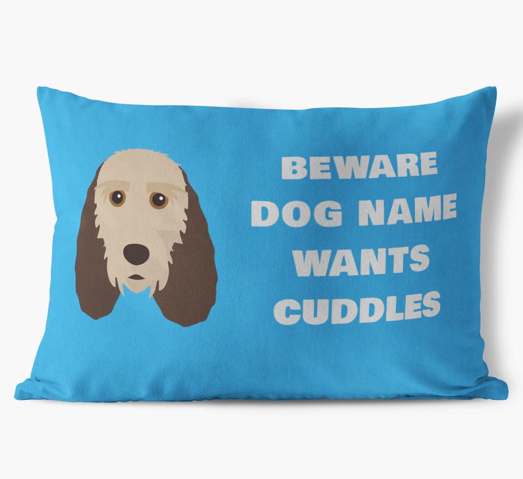 Beware of Cuddles: Personalized {breedFullName} Soft Touch Pillow