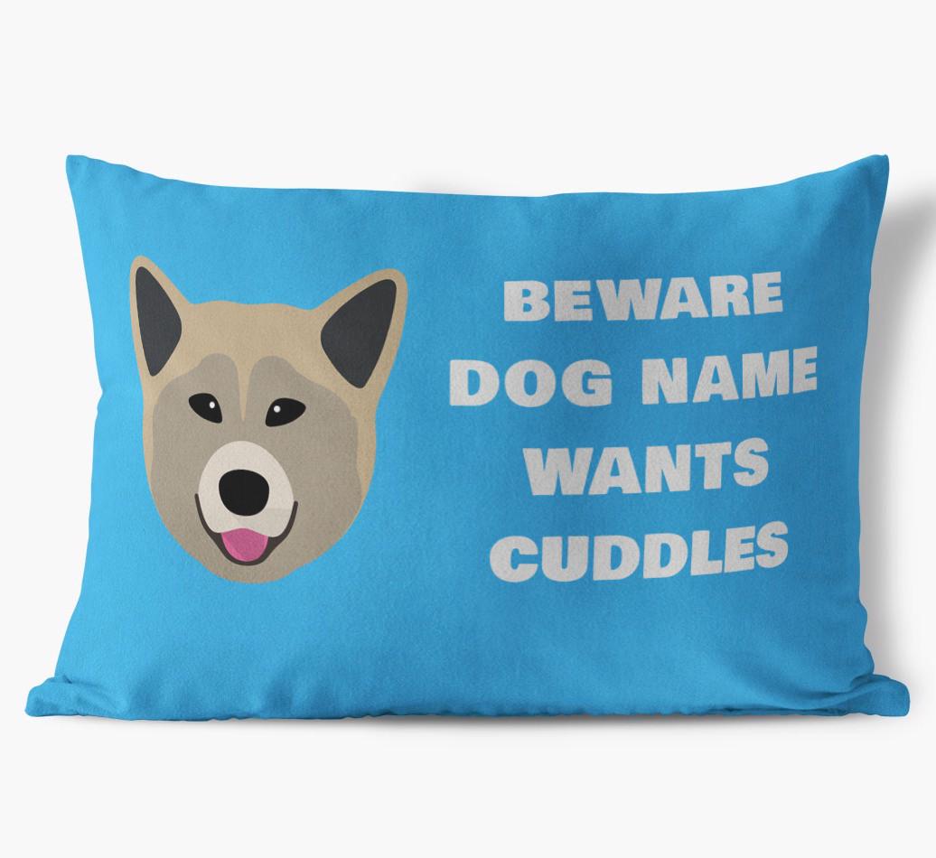 Beware of Cuddles: Personalized {breedFullName} Soft Touch Pillow