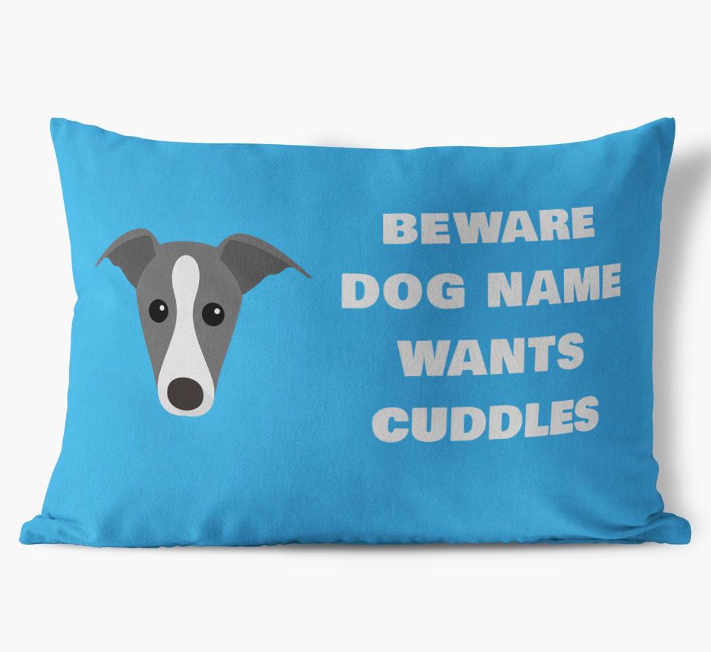 Beware of Cuddles: Personalized {breedFullName} Soft Touch Pillow