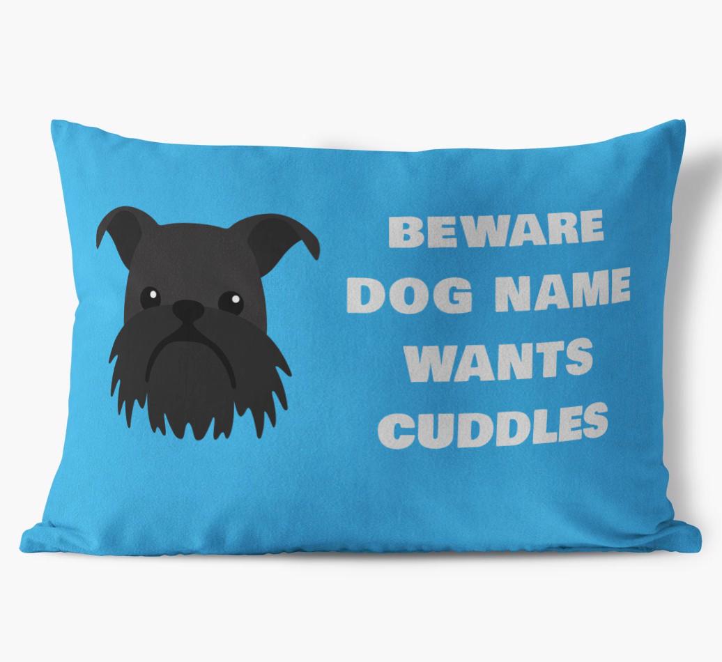 Beware of Cuddles: Personalized {breedFullName} Soft Touch Pillow