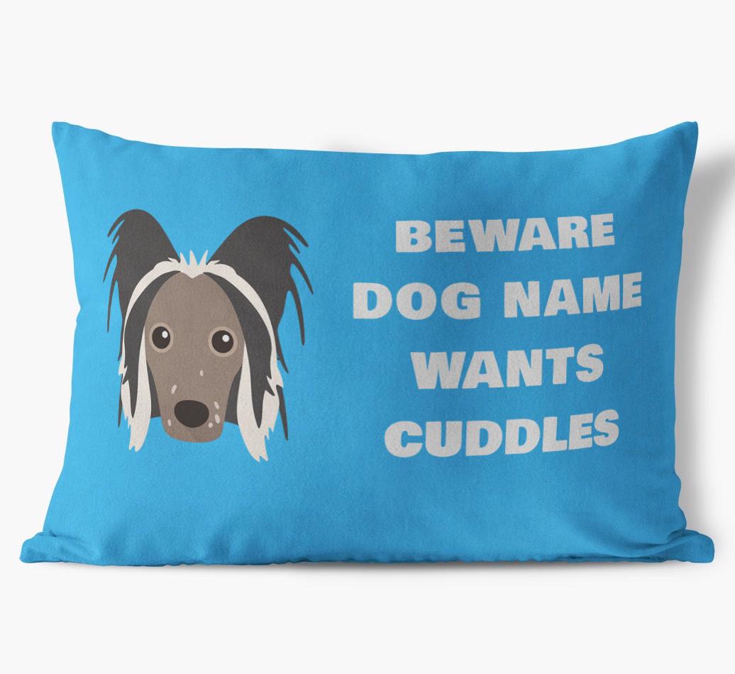 Beware of Cuddles: Personalized {breedFullName} Soft Touch Pillow
