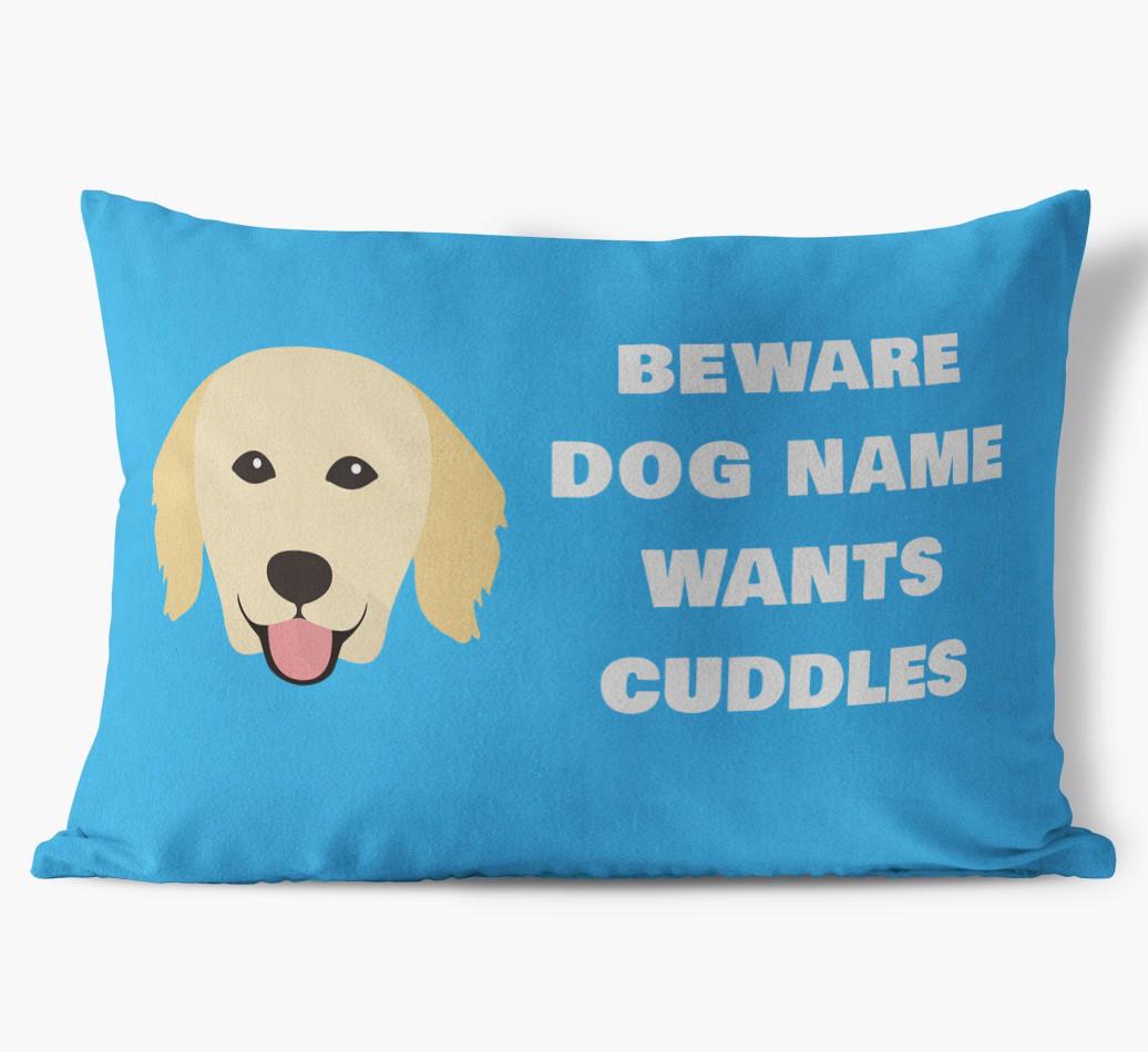 Beware of Cuddles: Personalized {breedFullName} Soft Touch Pillow