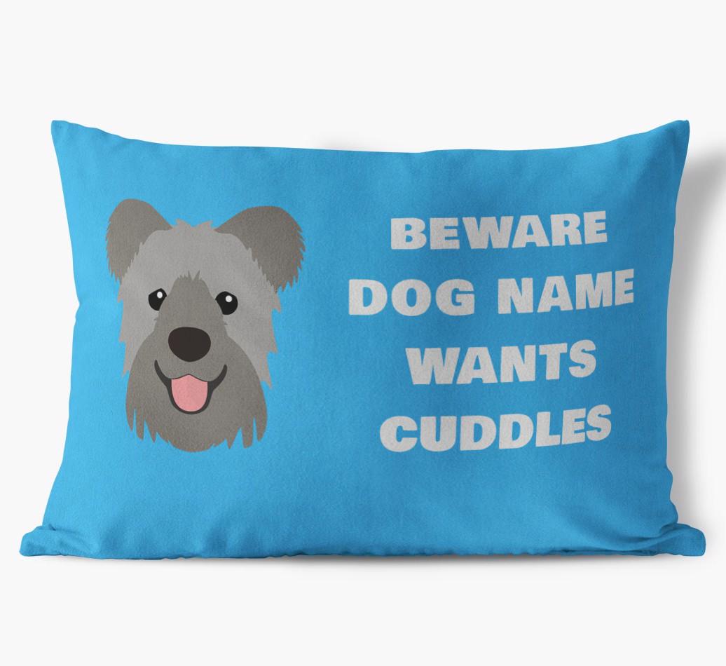Beware of Cuddles: Personalized {breedFullName} Soft Touch Pillow