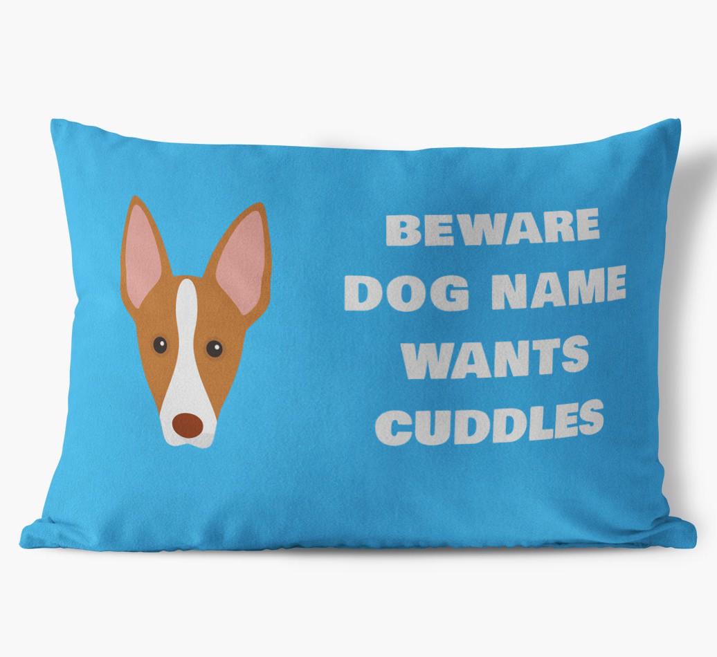 Beware of Cuddles: Personalized {breedFullName} Soft Touch Pillow