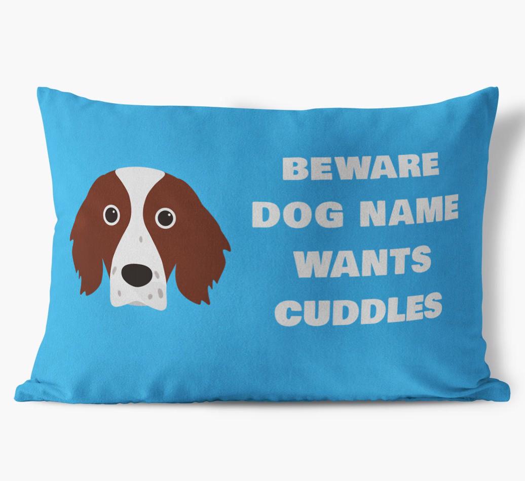 Beware of Cuddles: Personalized {breedFullName} Soft Touch Pillow