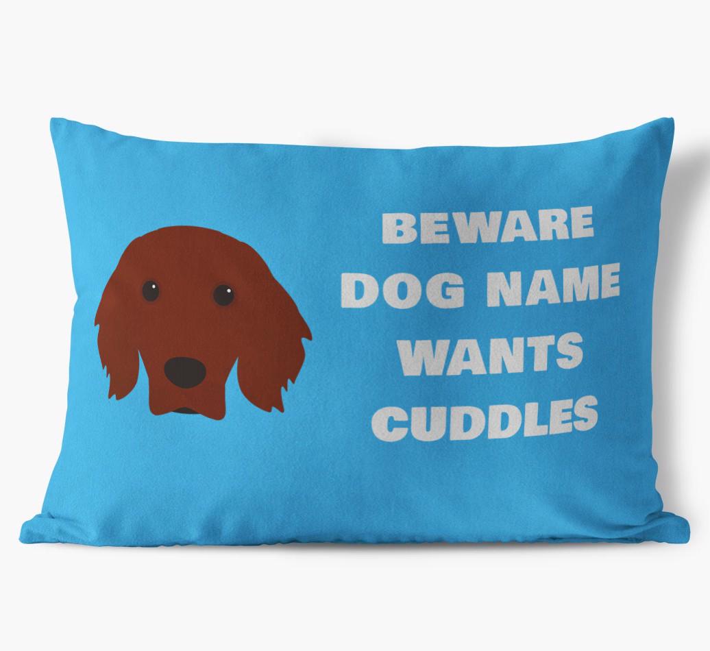 Beware of Cuddles: Personalized {breedFullName} Soft Touch Pillow
