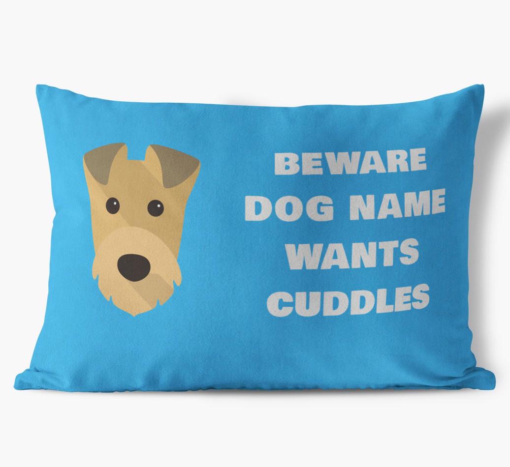 Beware of Cuddles: Personalized {breedFullName} Soft Touch Pillow