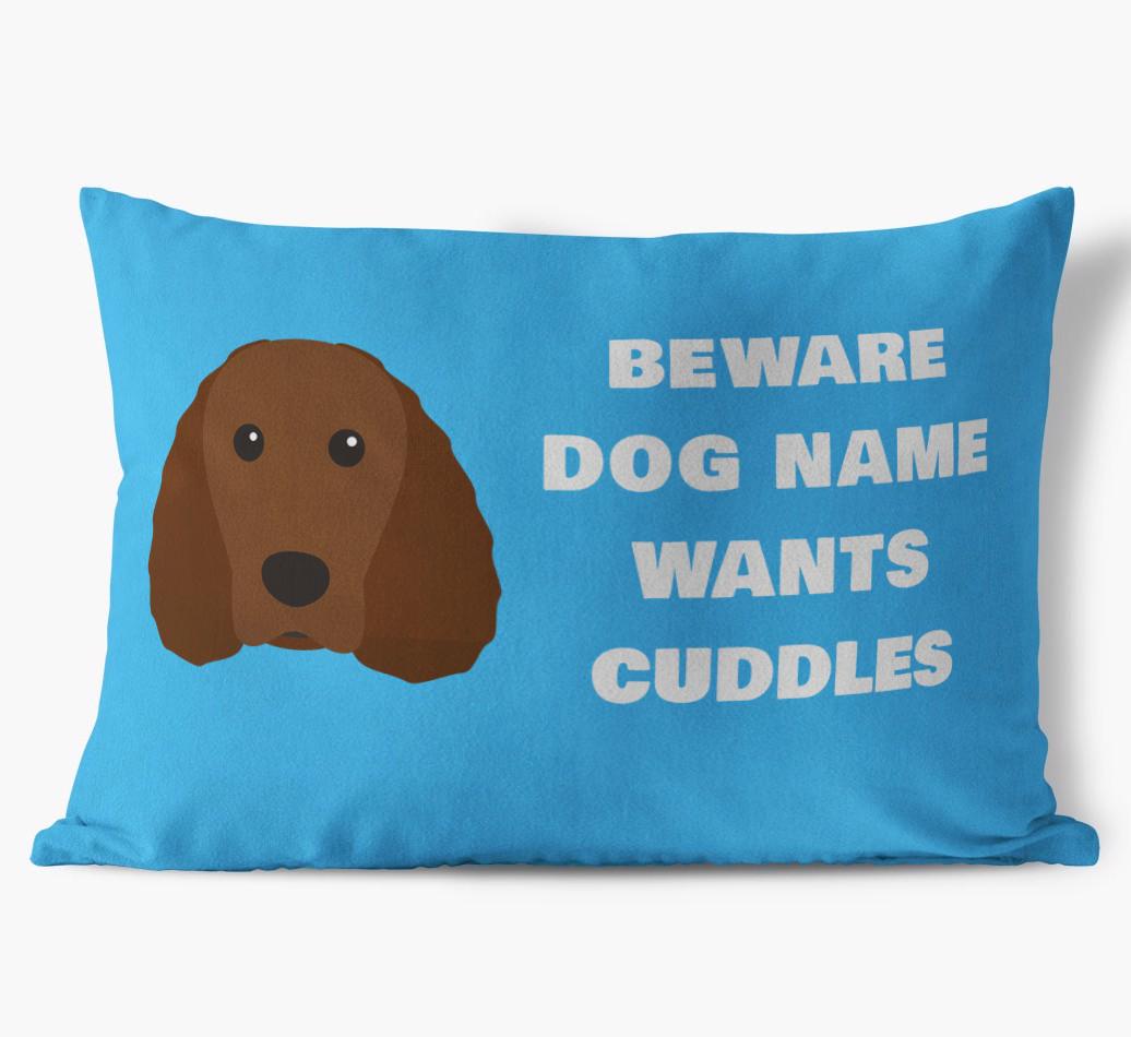 Beware of Cuddles: Personalized {breedFullName} Soft Touch Pillow