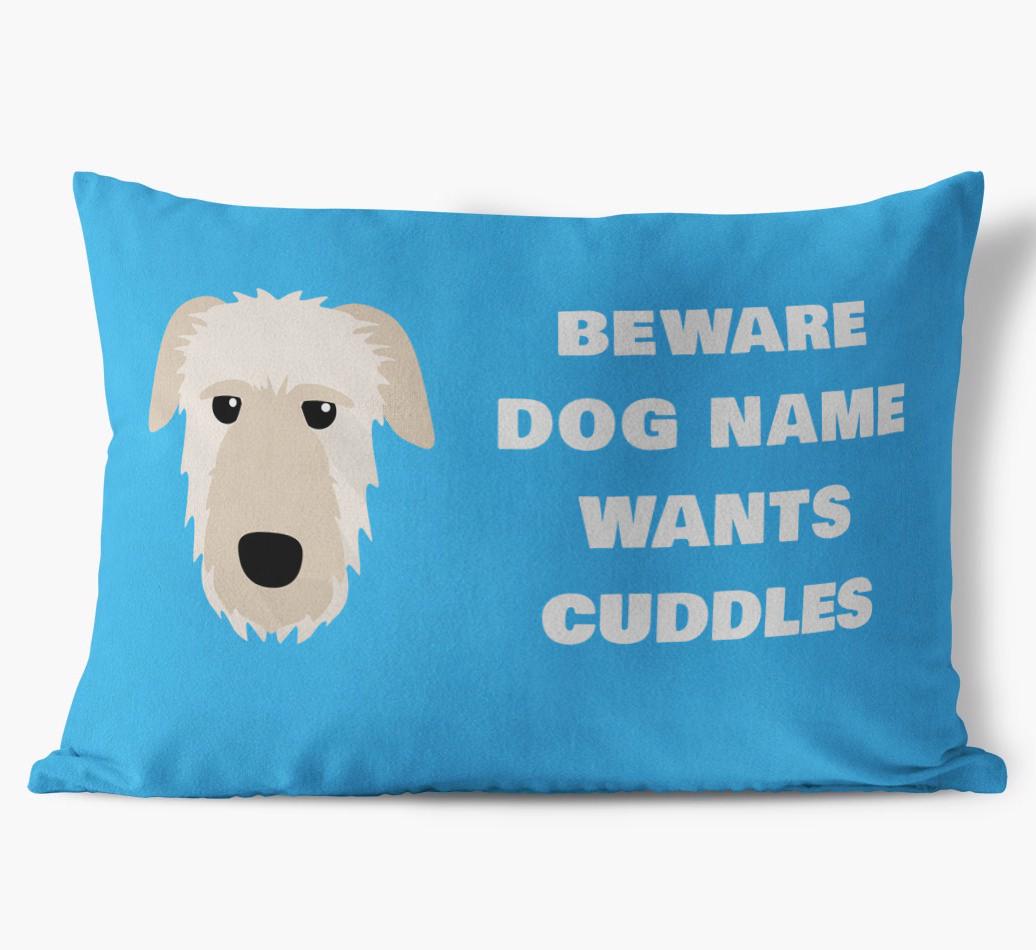 Beware of Cuddles: Personalized {breedFullName} Soft Touch Pillow