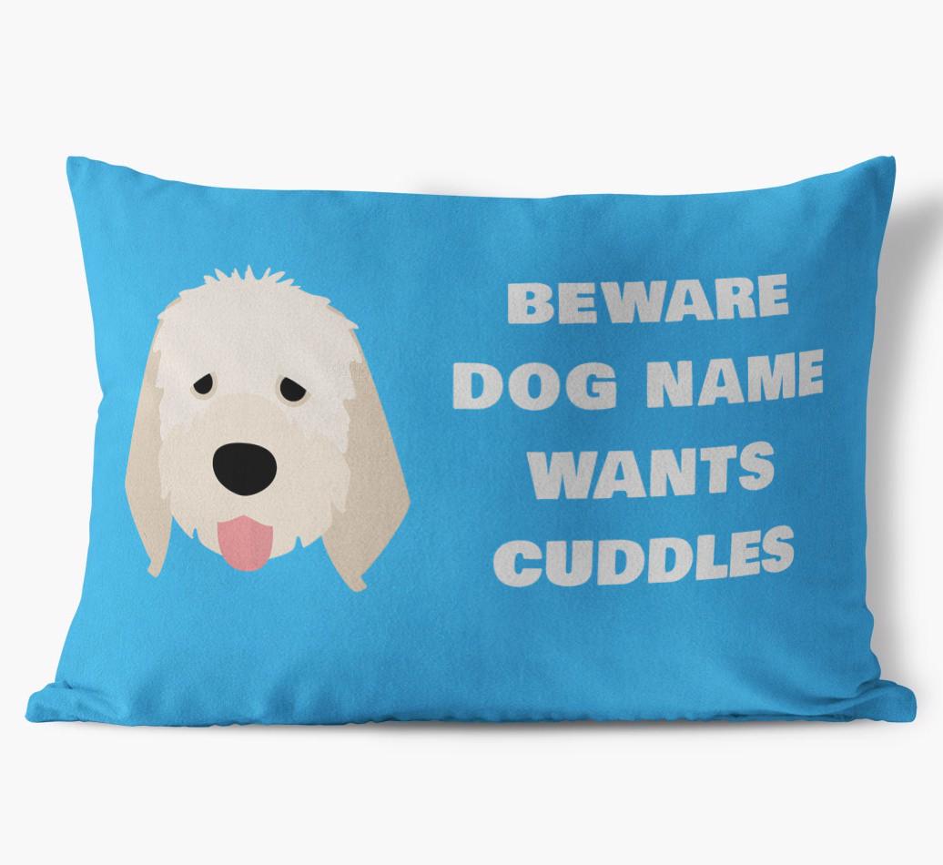Beware of Cuddles: Personalized {breedFullName} Soft Touch Pillow