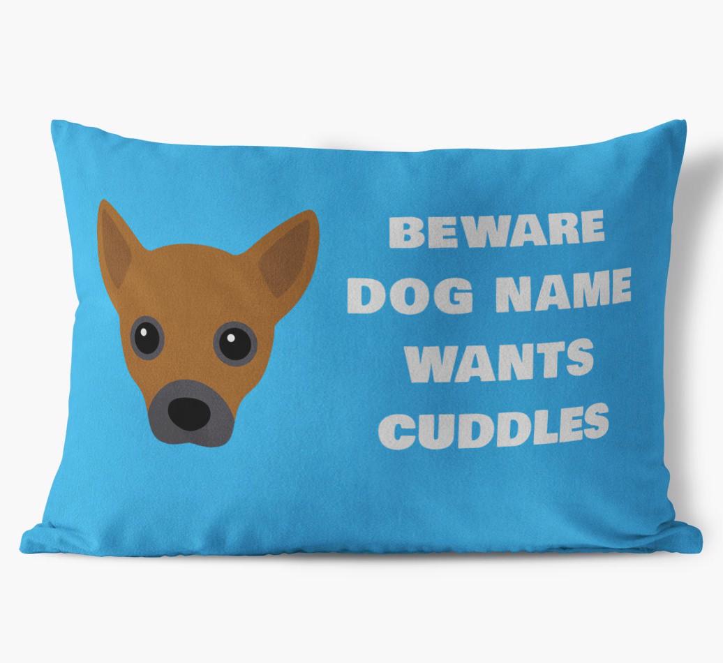 Beware of Cuddles: Personalized {breedFullName} Soft Touch Pillow